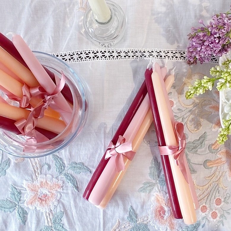 Trio of Pink Dinner Candles